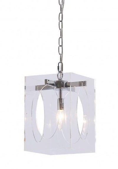 Steel with Clear Acrylic Open Frame Shade Single Pendant - LV LIGHTING