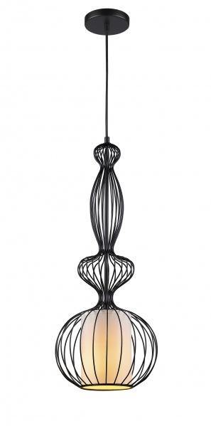 Black Metal Frame with Beige Cylindrical Shade Pendant - LV LIGHTING