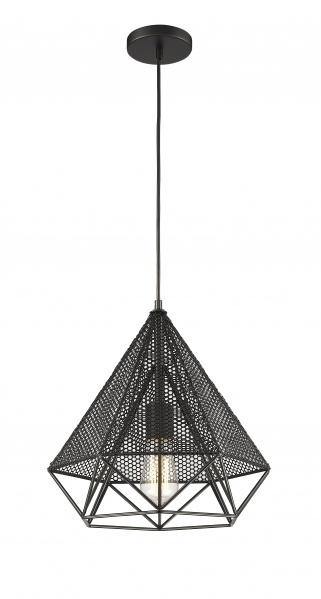 Black Meshed Diamond Frame Single Light Pendant - LV LIGHTING