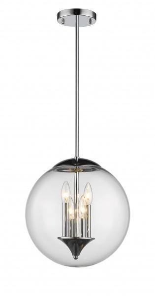 Chrome with Clear Glass Globe Single Pendant - LV LIGHTING