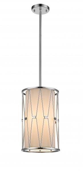 Polished Nickel with Beige Cylindrical Shade Single Pendant - LV LIGHTING