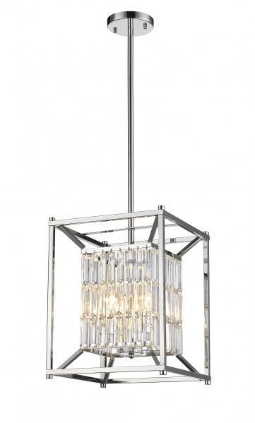 Chrome with Caged Clear Crystal Single Pendant - LV LIGHTING
