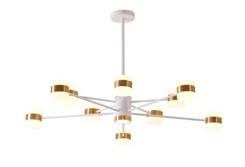 LED White with Gold Trim Chandelier - LV LIGHTING