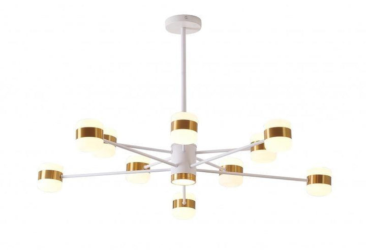 LED White with Gold Trim Chandelier - LV LIGHTING