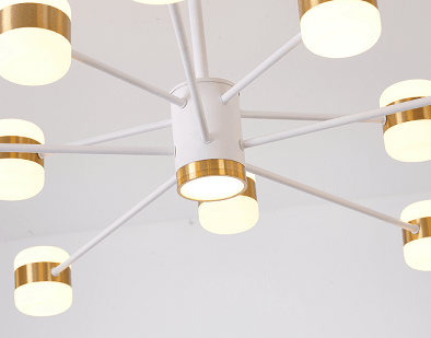 LED White with Gold Trim Chandelier - LV LIGHTING