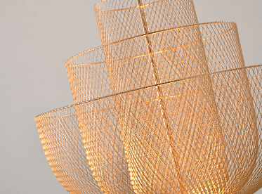 LED Gold with 3 Tier Meshed Shade Chandelier - LV LIGHTING