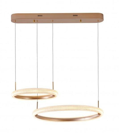 LED Gold 2 Ring with Clar Acrylic Diffuser Linear Pendant - LV LIGHTING