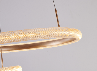 LED Gold 2 Ring with Clar Acrylic Diffuser Linear Pendant - LV LIGHTING