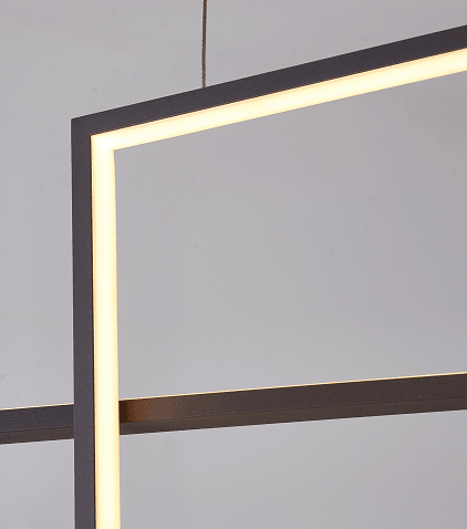 LED Coffee Brown Frame Box Linear Pendant - LV LIGHTING