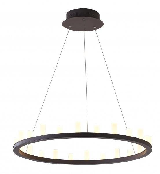 LED Coffee Brown Round Frame with White Acrylic Shade Chandelier - LV LIGHTING