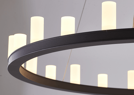 LED Coffee Brown Round Frame with White Acrylic Shade Chandelier - LV LIGHTING
