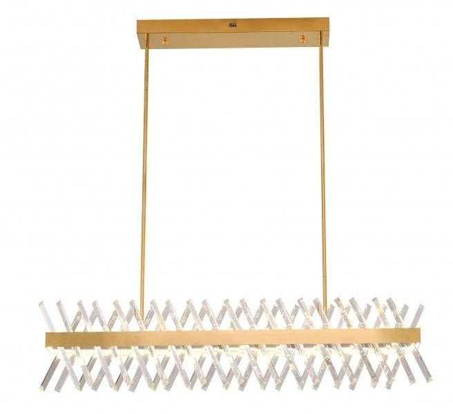 LED Rectangular Frame with Clear Cross Crystal Linear Chandelier - LV LIGHTING