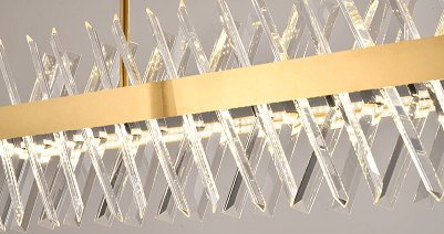 LED Rectangular Frame with Clear Cross Crystal Linear Chandelier - LV LIGHTING