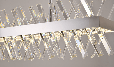 LED Rectangular Frame with Clear Cross Crystal Linear Chandelier - LV LIGHTING