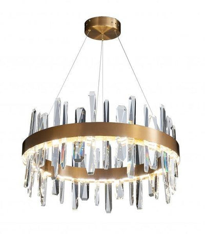 LED Gold with Clear Crystal Round Chandelier - LV LIGHTING
