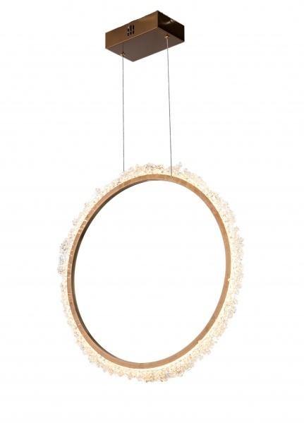 LED Gold Circle Ring with Clear Crystal Bead Chandelier - LV LIGHTING