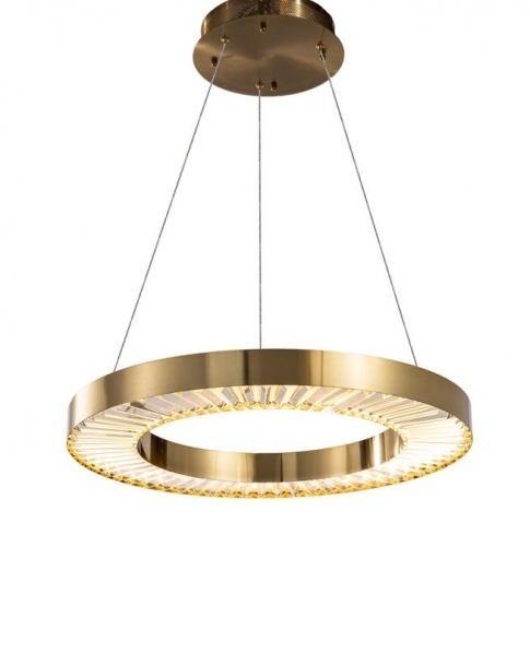 LED Gold Single Ring with Clear Crystal Chandelier - LV LIGHTING
