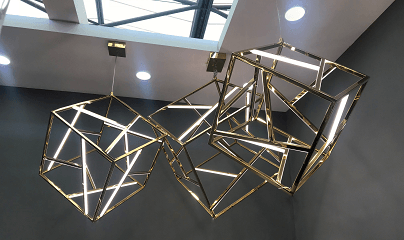 LED Gold with Acrylic Diffuser Caged Chandelier - LV LIGHTING