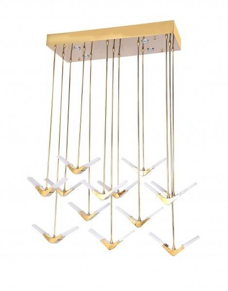 LED Gold with White Acrylic Bommerang Diffuser Linear Chandelier - LV LIGHTING