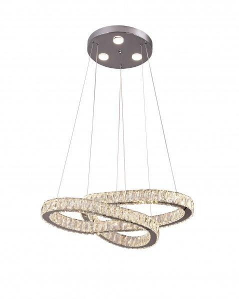 LED Chrome with Clear Twisted Ring Crystal Chandelier - LV LIGHTING
