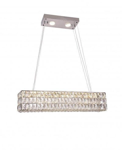 LED Chrome with Rectangular Clear Crystal Linear Chandelier - LV LIGHTING
