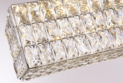 LED Chrome with Rectangular Clear Crystal Linear Chandelier - LV LIGHTING
