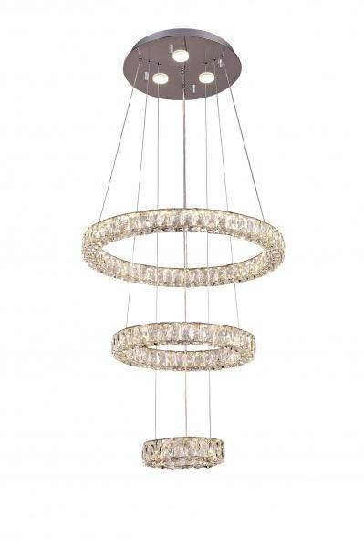 LED Chrome with Tripple Crystal Ring Chandelier - LV LIGHTING