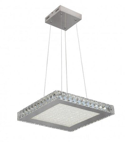 LED Chrome with Crystal Square Chandelier - LV LIGHTING