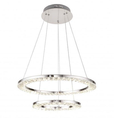 LED Chrome with Crystal Rings Chandelier - LV LIGHTING