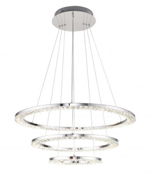 LED Chrome with Crystal Rings Chandelier - LV LIGHTING