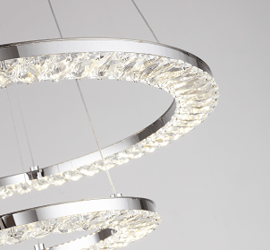 LED Chrome with Crystal Rings Chandelier - LV LIGHTING