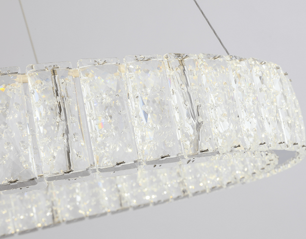 LED Chrome with Spotted Crystal Ring Chandelier - LV LIGHTING