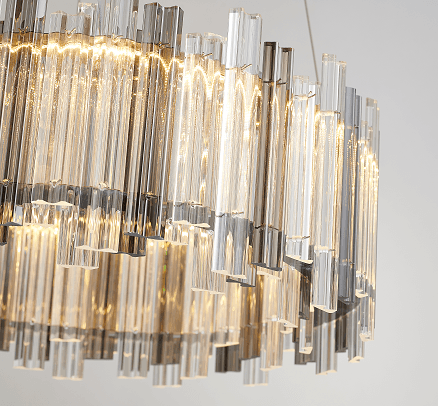 LED Chrome with Smoke Glass Chandelier - LV LIGHTING