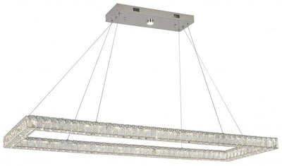 LED Chrome with Crystal Rectangular Linear Chandelier - LV LIGHTING