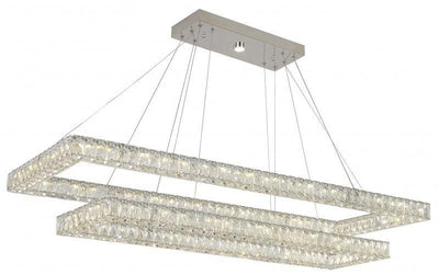 LED Chrome with Crystal Rectangular Linear Chandelier - LV LIGHTING