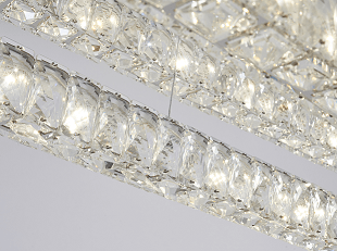 LED Chrome with Crystal Rectangular Linear Chandelier - LV LIGHTING