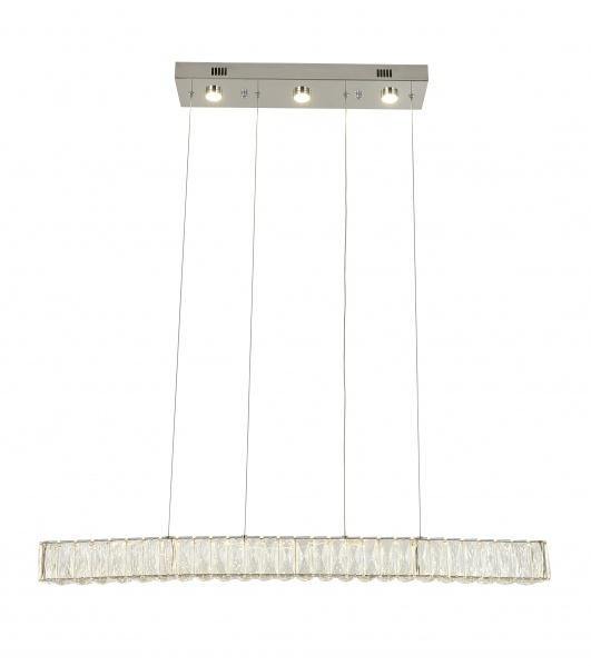 LED Chrome with Rectangular Clear Crystal Linear Pendant - LV LIGHTING