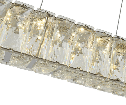 LED Chrome with Rectangular Clear Crystal Linear Pendant - LV LIGHTING