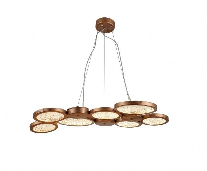 LED Antique Gold Frame with Clear Rippled Glass Shade Chandelier - LV LIGHTING