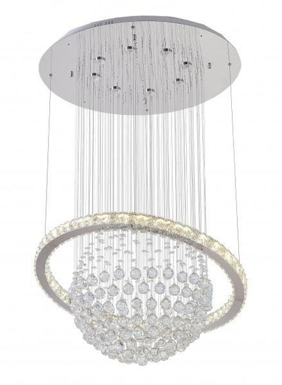 LED Chrome with Crystal Saturn Chandelier - LV LIGHTING