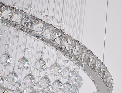 LED Chrome with Crystal Saturn Chandelier - LV LIGHTING