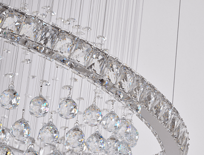 LED Chrome with Crystal Saturn Chandelier - LV LIGHTING