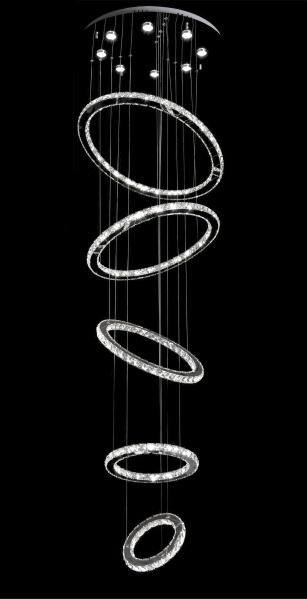 LED Chrome 5 Crystal Ring Chandelier - LV LIGHTING