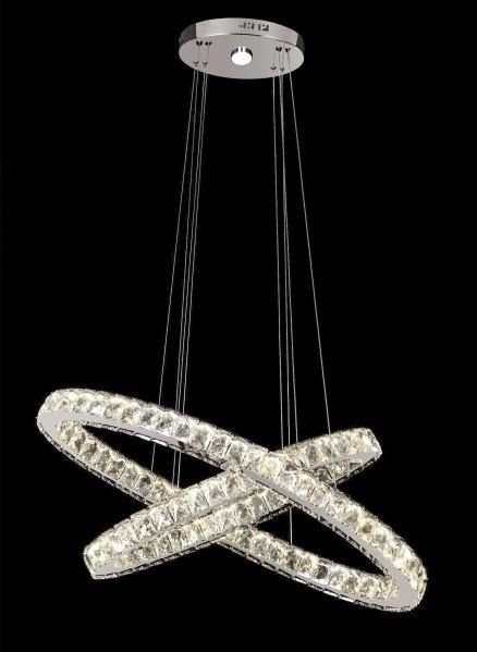 LED Chrome with Double Crystal Ring Chandelier - LV LIGHTING