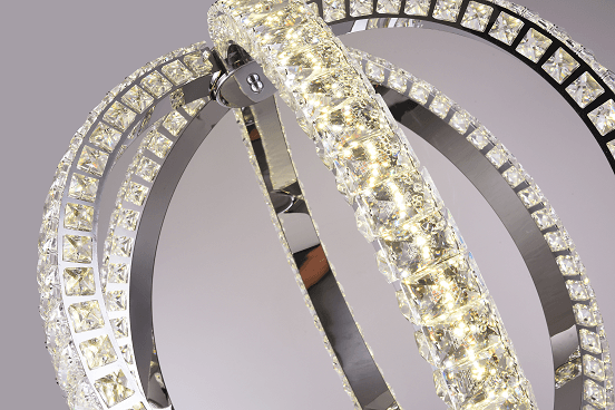LED Chrome with Crystal Orb Chandelier / Pendant - LV LIGHTING