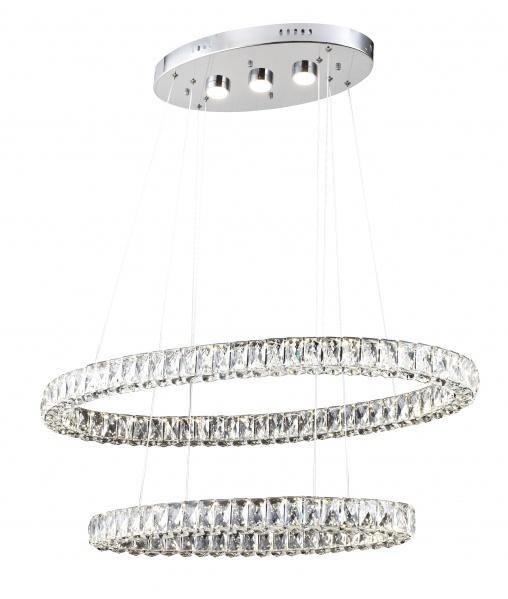 LED Chrome with Crystal Oval Ring Chandelier - LV LIGHTING