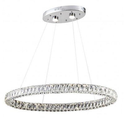 LED Chrome with Crystal Oval Ring Chandelier - LV LIGHTING