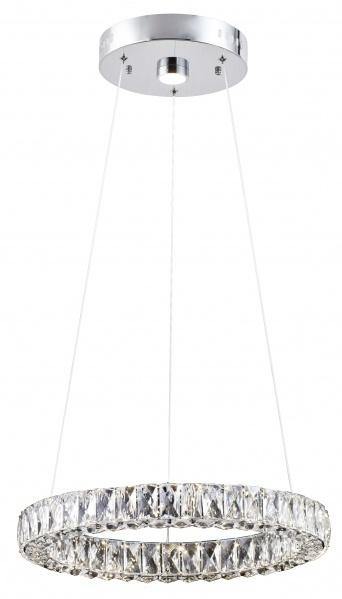 LED Chrome with Crystal Single Ring Chandelier - LV LIGHTING