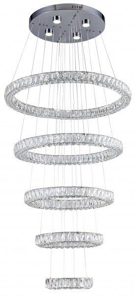 LED Chrome with Crystal Ring Chandelier - LV LIGHTING