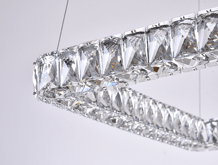 LED Chrome with Square Crystal Chandelier - LV LIGHTING
